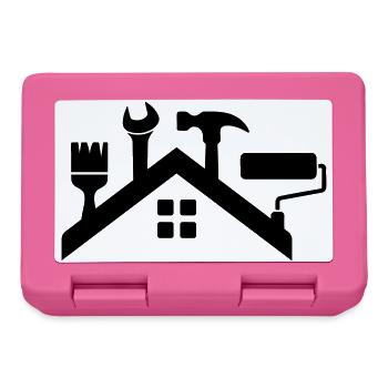 Haus & Handwerk Logo – Hammer Pinsel Farbrolle - Brotdose - Pink - Vorne