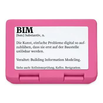 BIM Definition T-Shirt Architekt Bauingenieur - Brotdose - Pink - Vorne