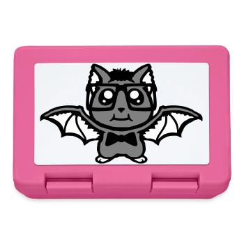 Cute Nerd Bat Glasses Bow Tie Halloween Geek - Lunchbox - pink - Front