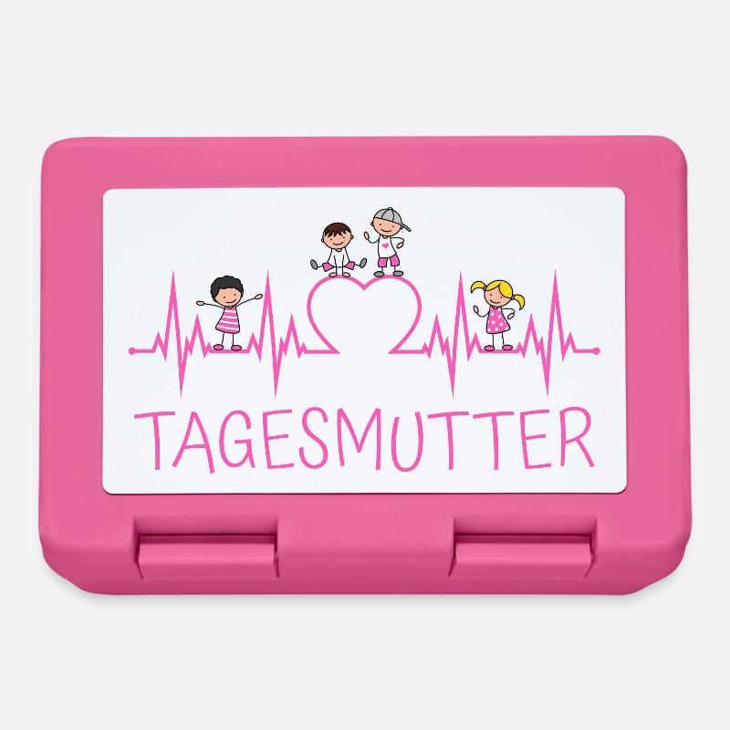 Tagesmutter Herzschlag mit Herz und Kindern pink - Brotdose - Pink
