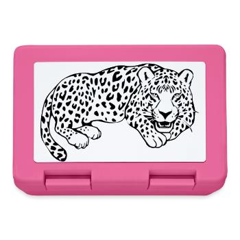 Leopard weiß Katzenshirt Leparden T-shirt Geschenk - Brotdose - Pink - Vorne