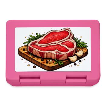 Illustration de steak juteux - Boîte à goûter - rose - Devant