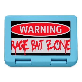 Avertissement Rage Appât Attention Zone Panneau Amusant Avertissement - Boîte à goûter - bleu saphir - Devant
