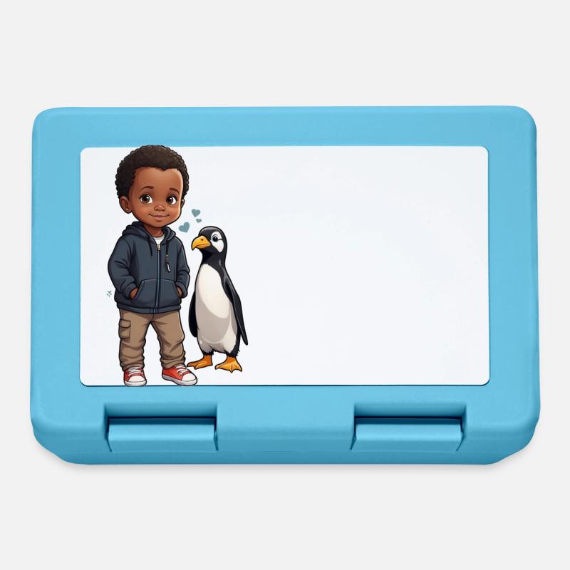 Pingouin amis idée cadeau enfant - Boîte à goûter - bleu saphir
