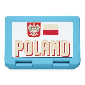 Polen Emblem Retro Flagge - Brotdose - Saphirblau - Vorne