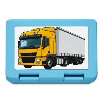 Gelber Lastwagen Illustration - Brotdose - Saphirblau - Vorne