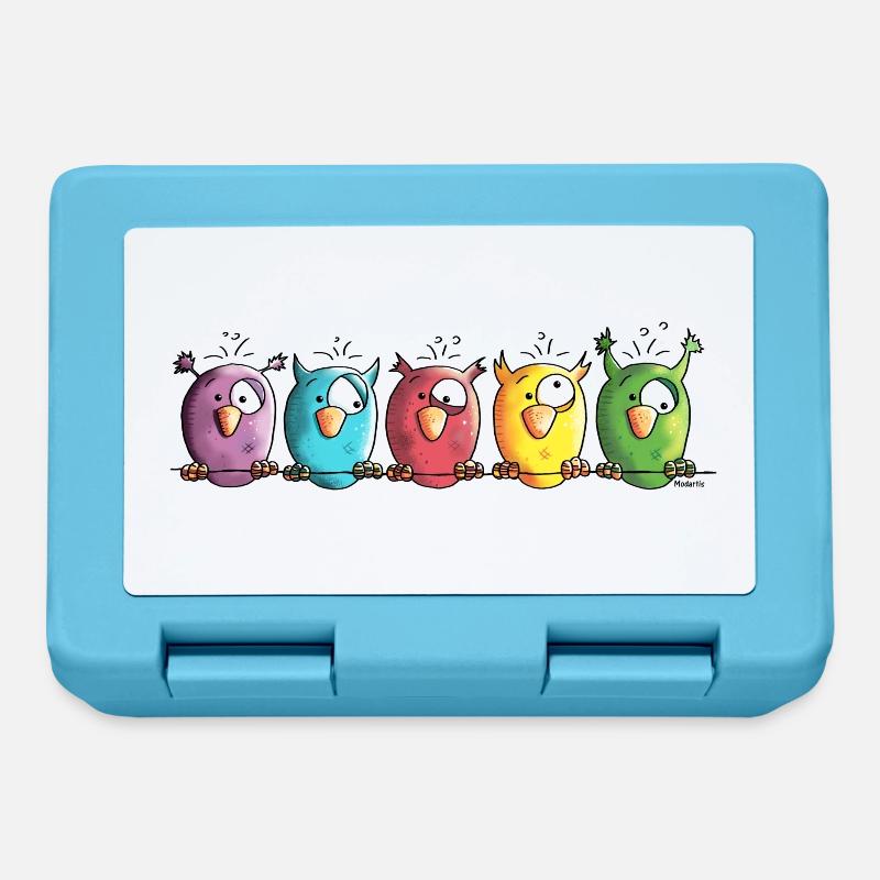 Funny Owls - Eule - Vogel - Brotdose - Saphirblau