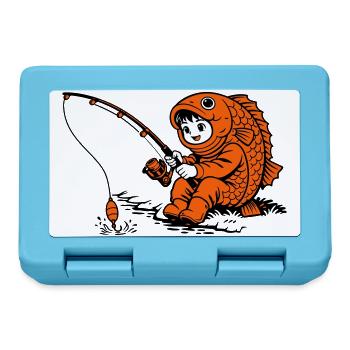 Boy in fish costume fishing - Lunchbox - sapphire blue - Front