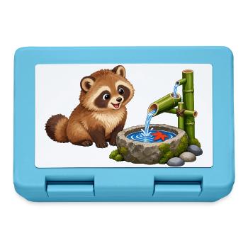 Tanuki am japanischen Bambus-Wasserspiel - Brotdose - Saphirblau - Vorne