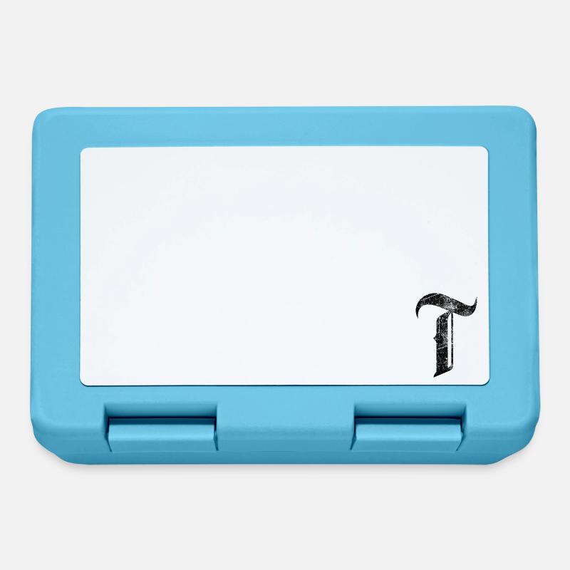 Tshirt alphabet initial T - Lunchbox - sapphire blue