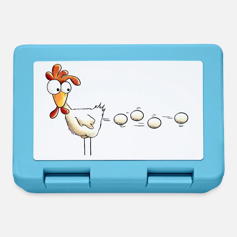 Poule pond un oeuf dessin animé - Boîte à goûter - bleu saphir