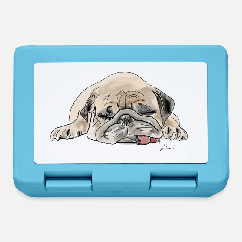 Pug Mops Wauwau - Lunchbox - sapphire blue