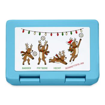 Volleyball Weihnachten Rentiere Lustiges Geschenk - Brotdose - Saphirblau - Vorne
