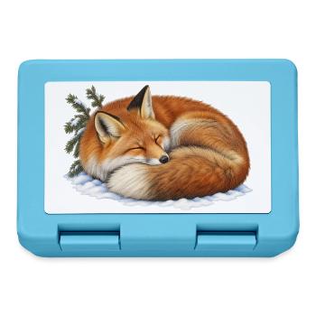 Roter Fuchs rollte sich unter dem ersten Schnee zusammen - Brotdose - Saphirblau - Vorne