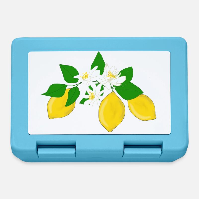 Citrons, fleurs de citron - Boîte à goûter - bleu saphir