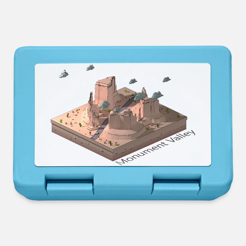 Geometrisches Low-Poly-Monument Valley - Brotdose - Saphirblau