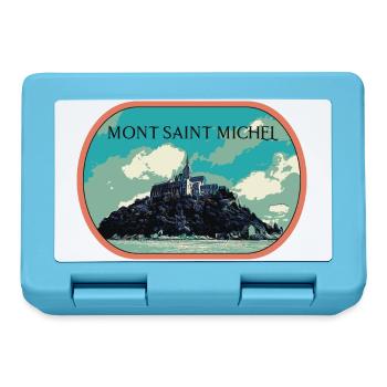 Illustration in blue and green of Mont Saint Michel - Lunchbox - sapphire blue - Front