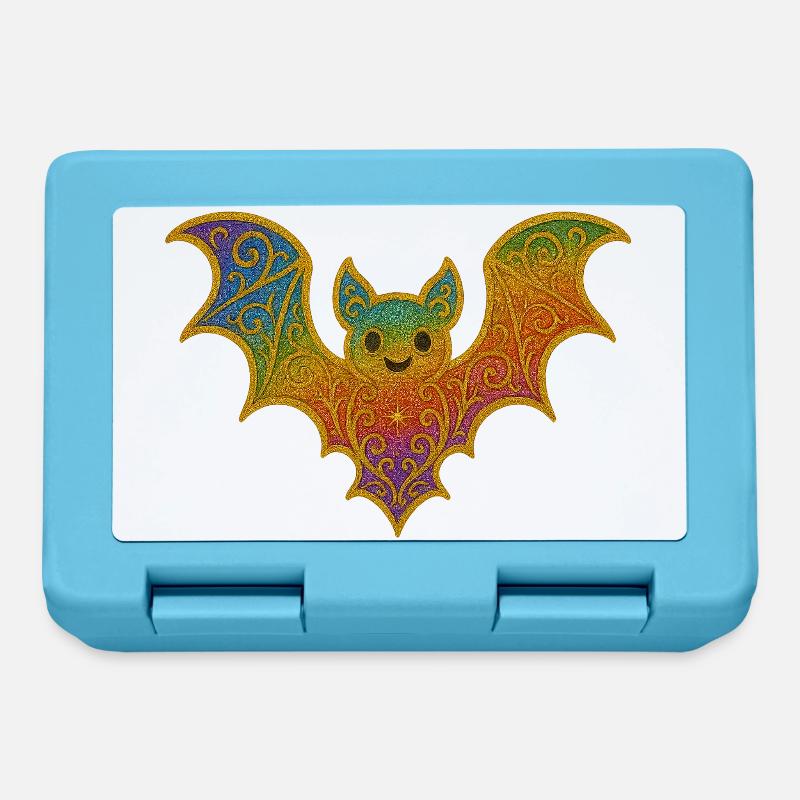 Regenbogenfledermaus mit Glitterrand - Brotdose - Saphirblau