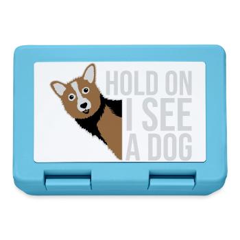 Hold On I See A Dog Dog Funny Distracted Saying - Lunchbox - sapphire blue - Front