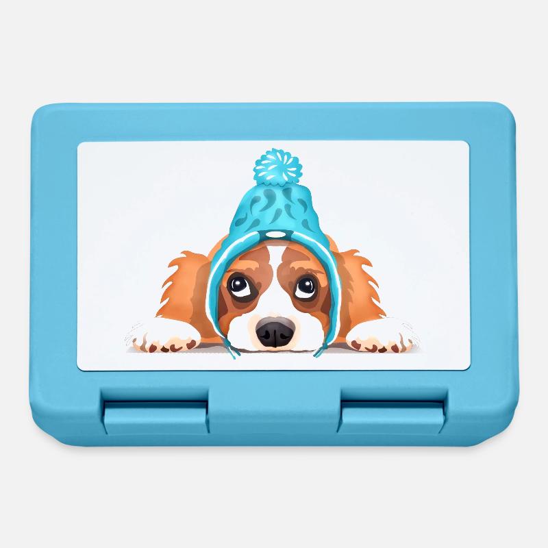 Cavalier King Charles au bonnet bleu - Boîte à goûter - bleu saphir