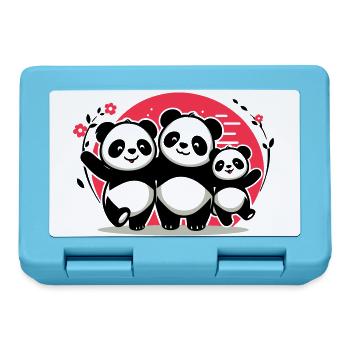 Pandas Family - 1 Elternteil 2 Kinder - Brotdose - Saphirblau - Vorne