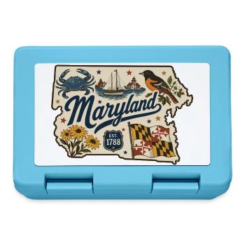 Maryland Vintage Staatsflagge & Krabbenaufkleber - Brotdose - Saphirblau - Vorne