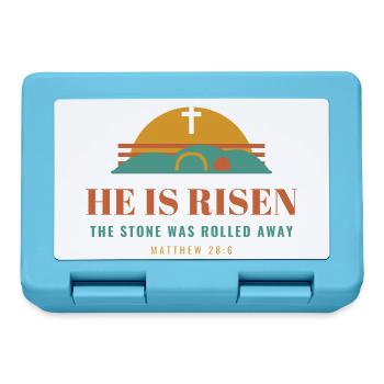 He Is Risen – Easter Christian Matthew 28:6 - Brotdose - Saphirblau - Vorne