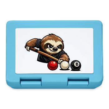 Faultier beim Billard – Entspanntes Spielmotiv - Brotdose - Saphirblau - Vorne