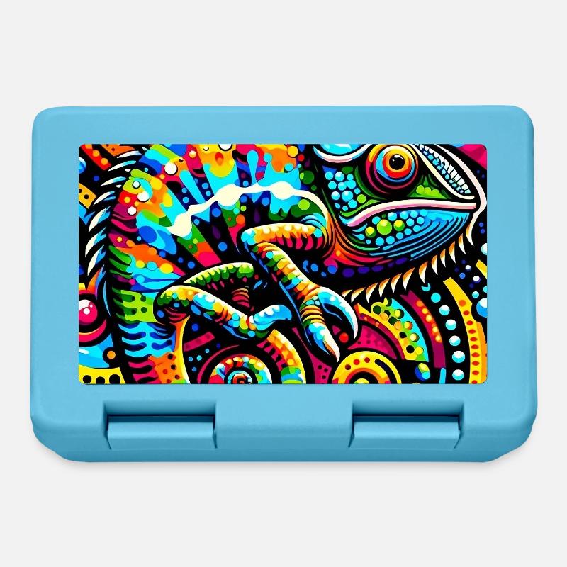 Caméléon Pop Art - Boîte à goûter - bleu saphir