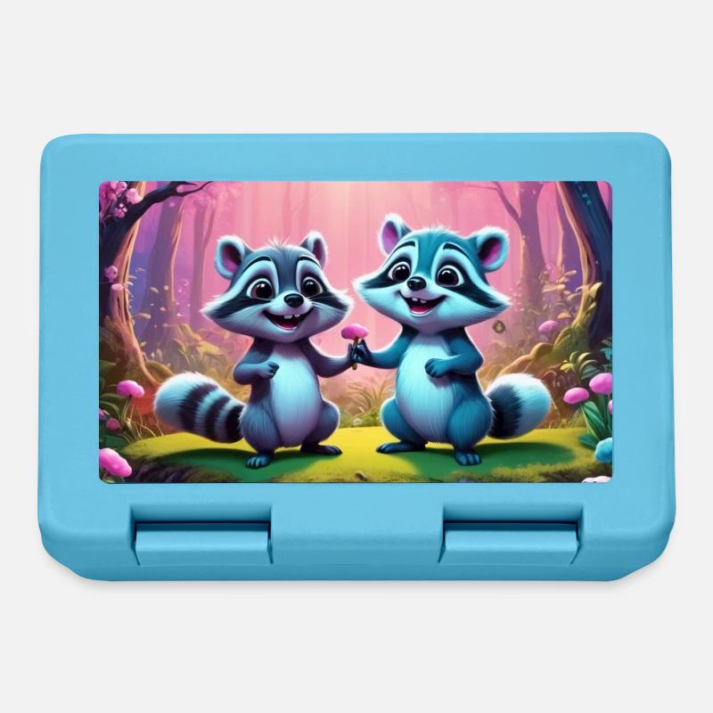 Ratons laveurs dans la forêt de conte de fées - Boîte à goûter - bleu saphir