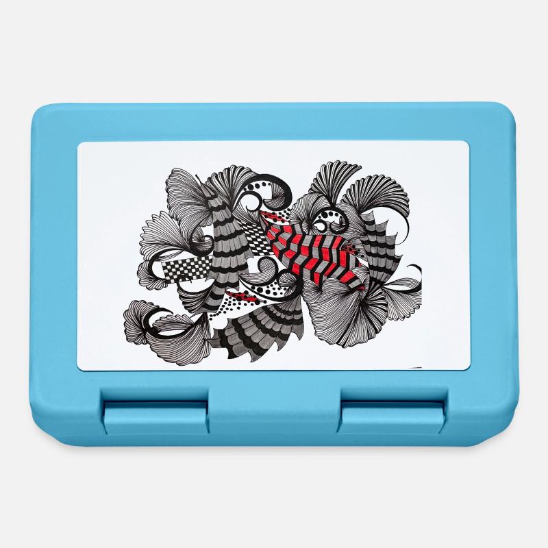 Black White Red Pattern - Lunchbox - sapphire blue