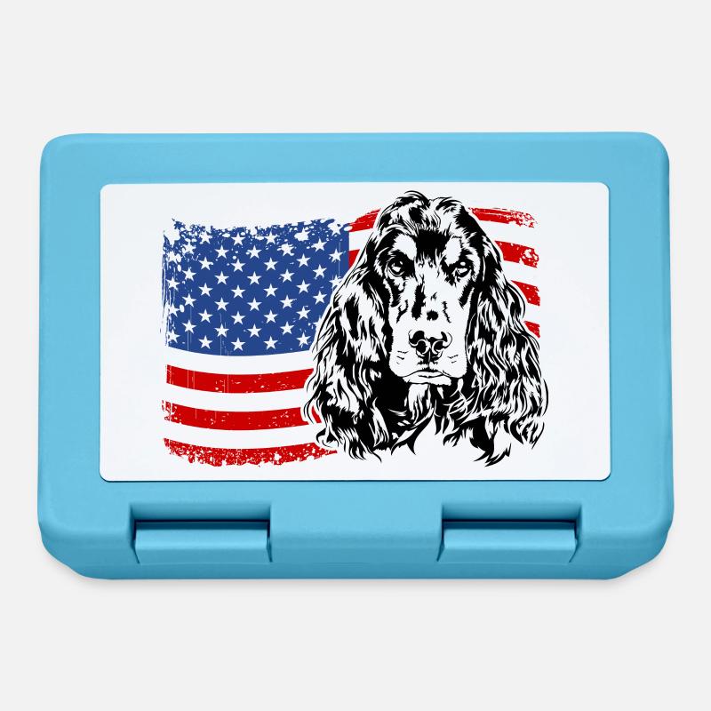 Cocker Spaniel America Flag Dogs Wilsigns - Lunchbox - sapphire blue