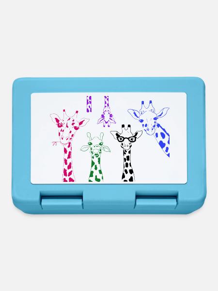 Bunte Giraffen Pop-Art Muster - Brotdose - Saphirblau