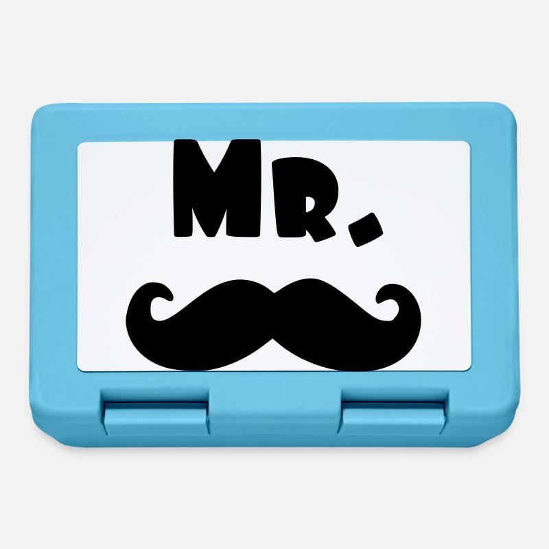 mr moustache - Boîte à goûter - bleu saphir