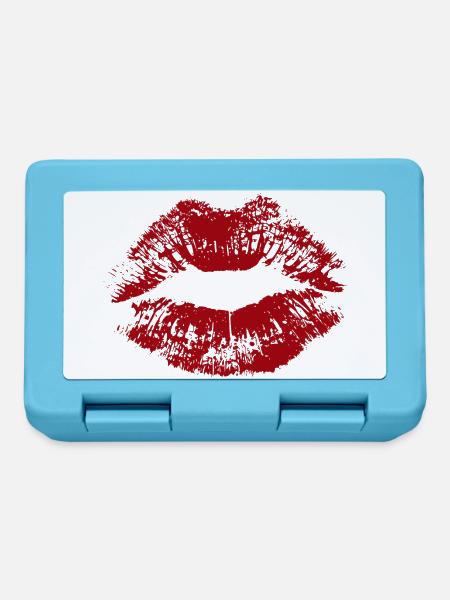 Kussmund Lippenstift Abdruck Geschenk - Brotdose - Saphirblau