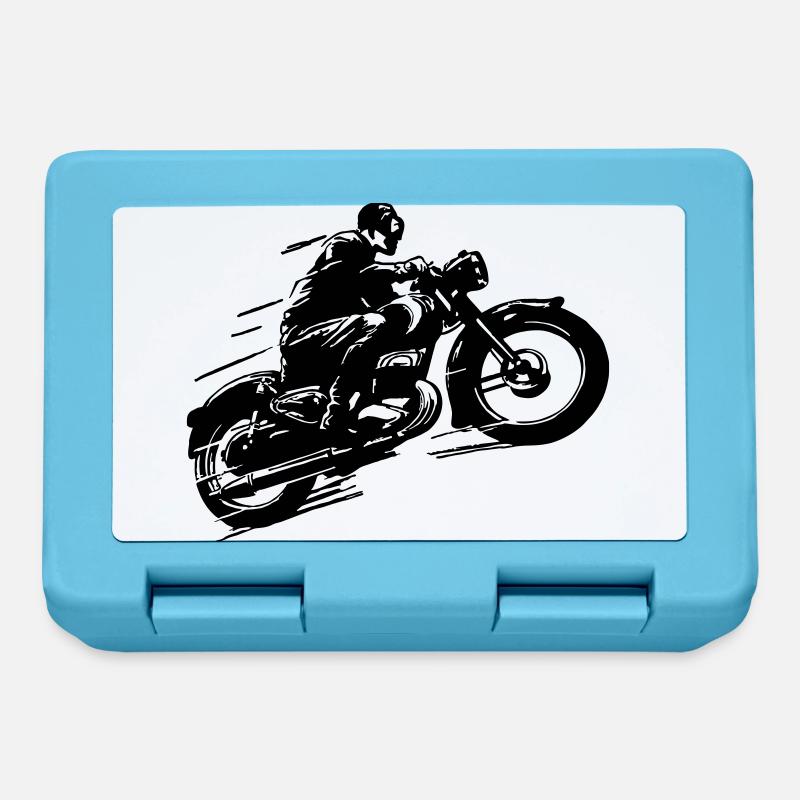 Moto classique vélo003 - Boîte à goûter - bleu saphir