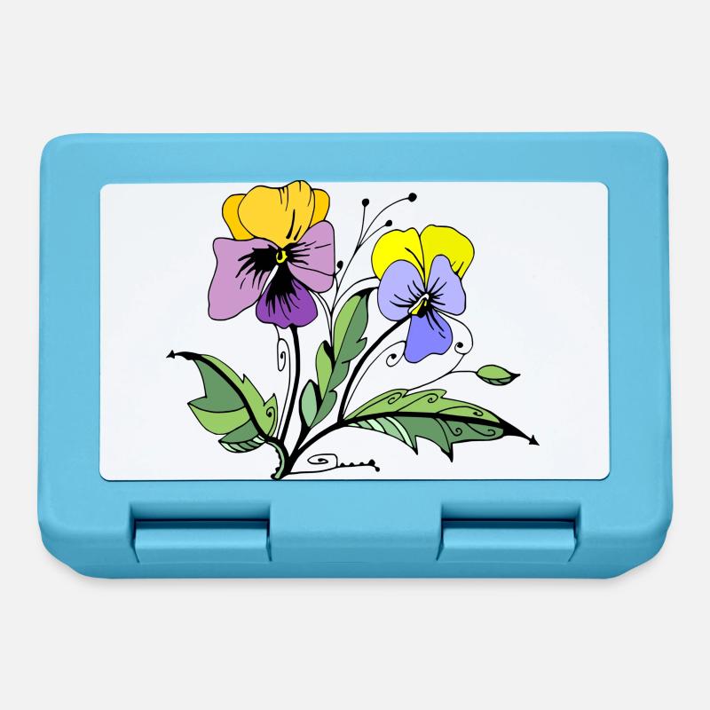 Blumen - Brotdose - Saphirblau