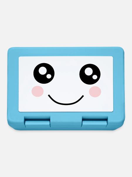 Kawaii, Augen, Gesicht - Brotdose - Saphirblau