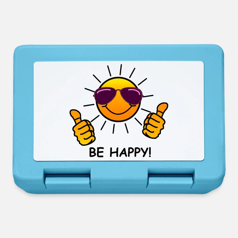 be happy, soleil - Boîte à goûter - bleu saphir