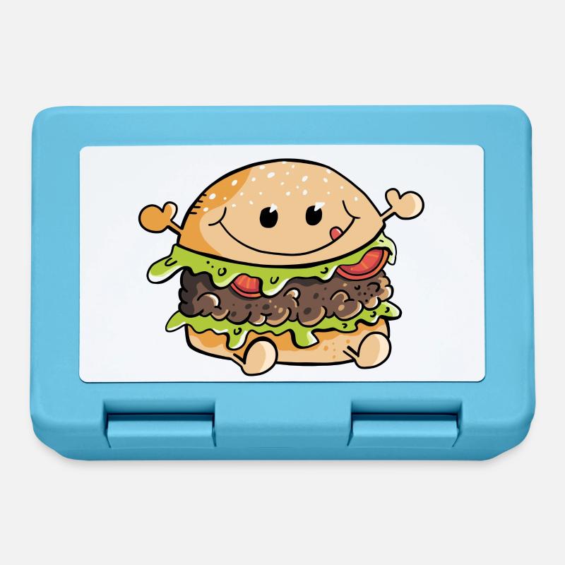Hamburger délicieux Kawaii - Burger - Restauration rapide - Fun - Boîte à goûter - bleu saphir