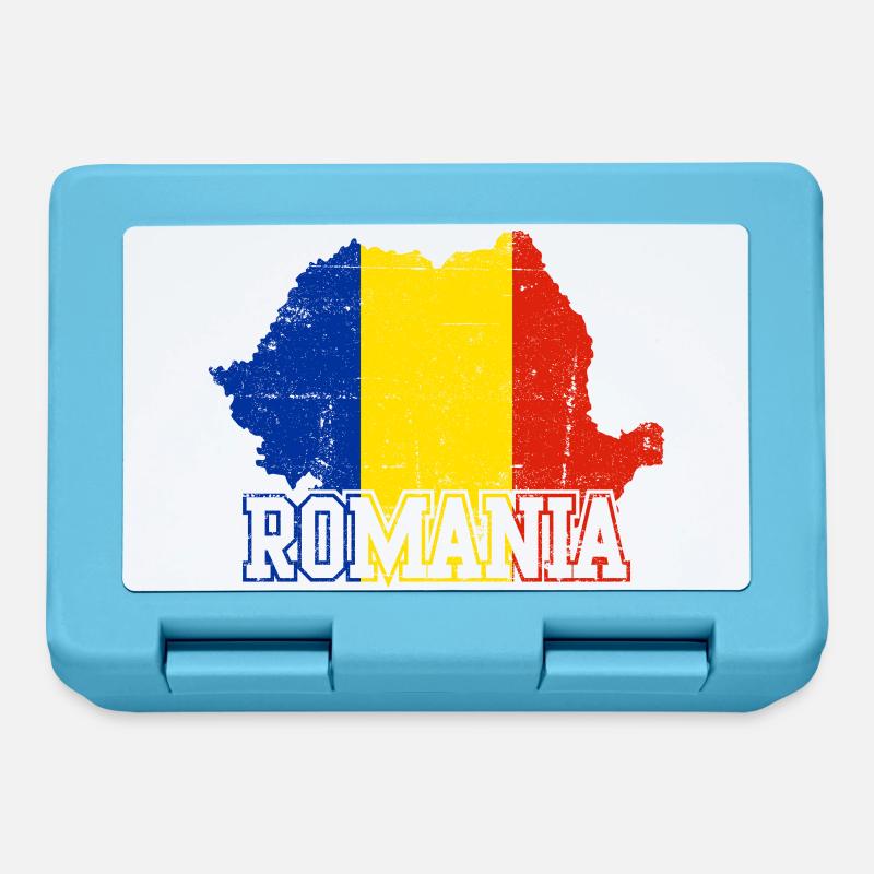 Romania Map Flag Emblem - Lunchbox - sapphire blue
