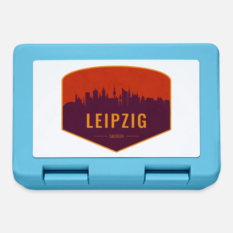 Leipzig Skyline Shield - Brotdose - Saphirblau