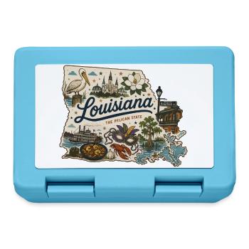 Louisiana Pelican State Vintage Reiseaufkleber - Brotdose - Saphirblau - Vorne