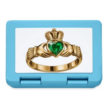 Irischer Claddagh-Ring - Brotdose - Saphirblau - Vorne