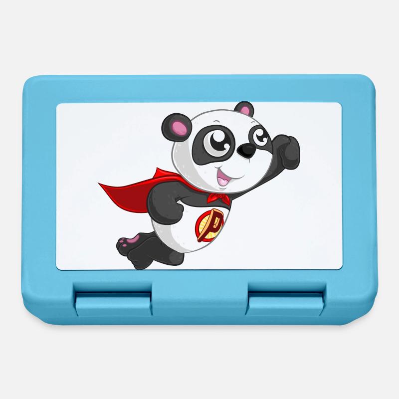 Panda super-héros - Boîte à goûter - bleu saphir
