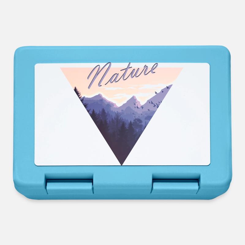 Nature, Mountains, Forest, Birds, Triangle - Lunchbox - sapphire blue