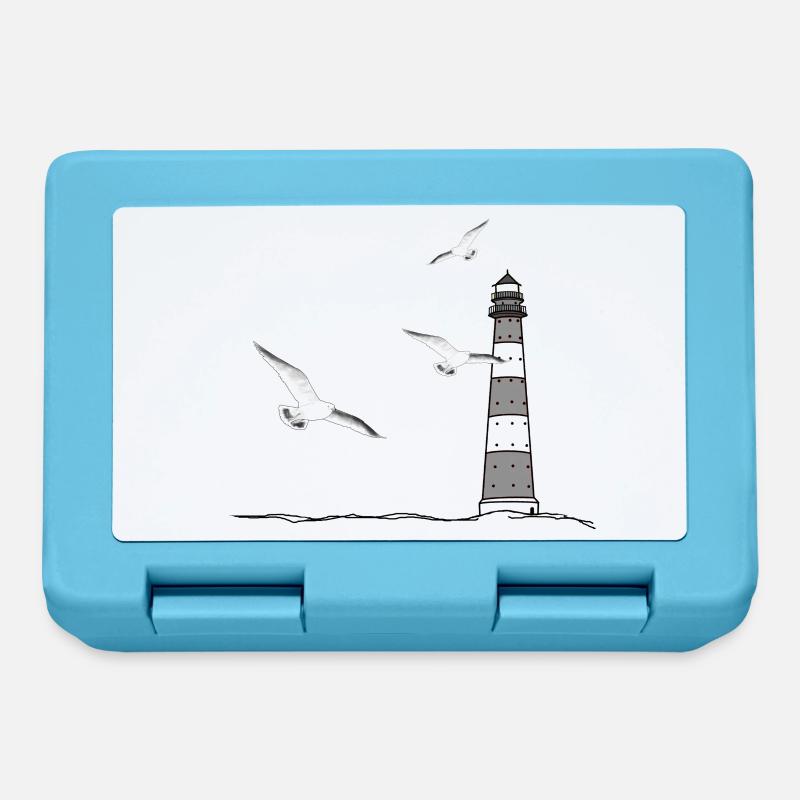 Phare, goélands - Boîte à goûter - bleu saphir