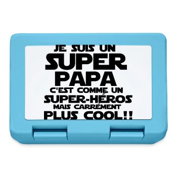 c'est comme un super-héros(super papa) - Boîte à goûter - bleu saphir - Devant