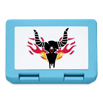 Bull crâne avec des flammes - Boîte à goûter - bleu saphir - Devant