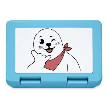 Winking Seal Wearing a Bandana Throwing Shaka Sign - Lunchbox - sapphire blue - Front